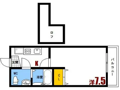 リヴェール海田(1K/2階)の間取り写真