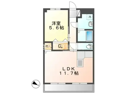 一ツ木ハイツ安井III(1LDK/3階)の間取り写真