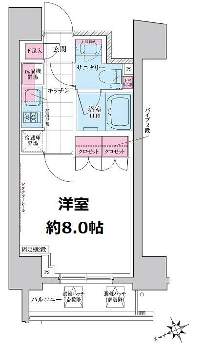 ステラメゾン三軒茶屋(1K/7階)の間取り写真
