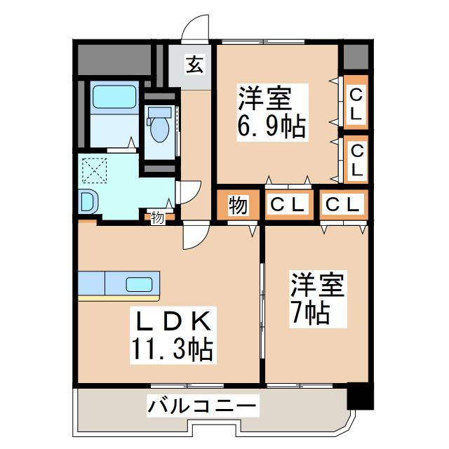 レジデンス小峯(2LDK/5階)の間取り写真