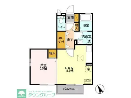 シュエット赤山I(1LDK/1階)の間取り写真