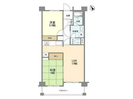 コスモリード世田谷砧(2LDK/4階)の間取り写真