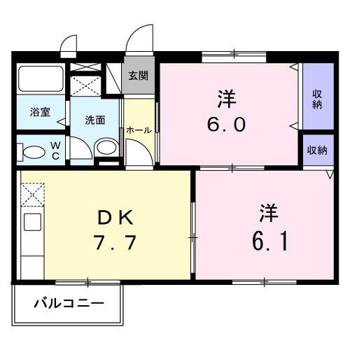 メゾンシャルマン(2DK/2階)の間取り写真