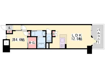 キャッスルコート岩端(1LDK/5階)の間取り写真