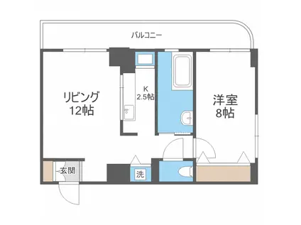 AMSTOWER南6条(1LDK/18階)の間取り写真