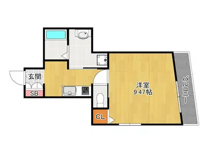 キャルムコート星田2番館(1K/2階)の間取り写真