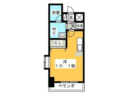 ルクレ森下レジデンス(ワンルーム/10階)の間取り写真