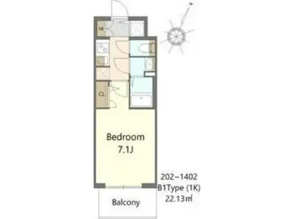 S-RESIDENCE大和田ALINE(1K/2階)の間取り写真