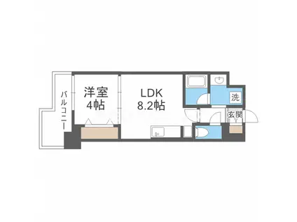 AMKレフィナード中宮(1LDK/6階)の間取り写真
