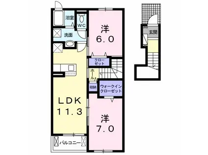 メゾン ルピナス A(2LDK/2階)の間取り写真