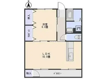 中沢マンション(1LDK/2階)の間取り写真