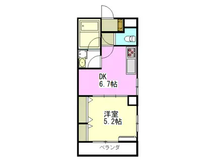 WINDOMII(1LDK/2階)の間取り写真