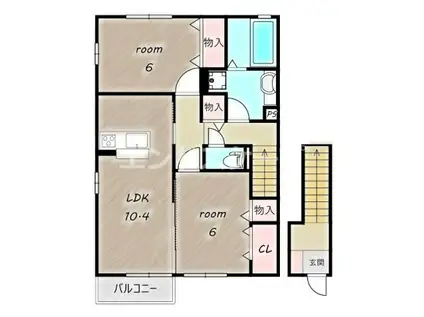 スクエアA(2LDK/2階)の間取り写真