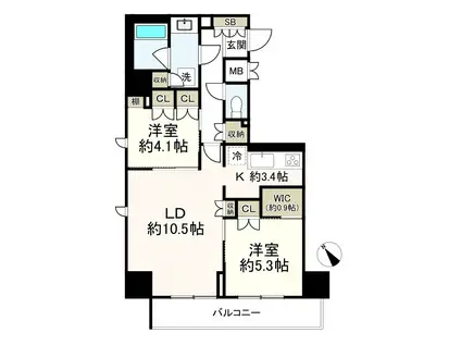 アルトステージ武蔵野(2LDK/6階)の間取り写真