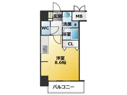 パルティール金山(1K/2階)の間取り写真