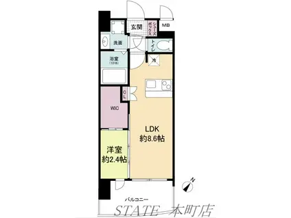 セレニテ阿波座ミラク(1LDK/8階)の間取り写真