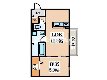 ルナメゾン(1LDK/2階)の間取り写真