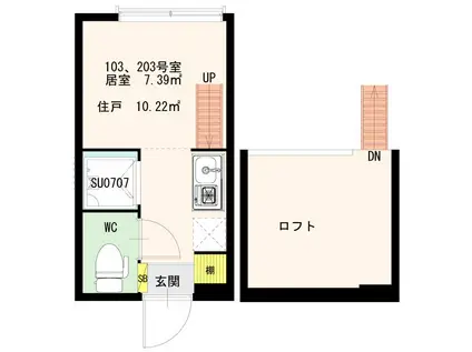 STAGE北新宿(ワンルーム/1階)の間取り写真