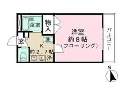 ヴァンテアン(1K/1階)の間取り写真