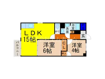 唐山ビル(2LDK/3階)の間取り写真