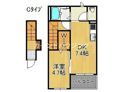 マルベリー(1DK/2階)の間取り写真