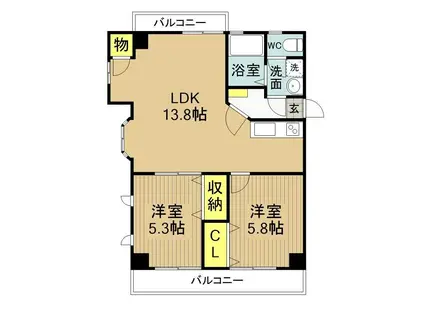 RAPUTA(2LDK/2階)の間取り写真
