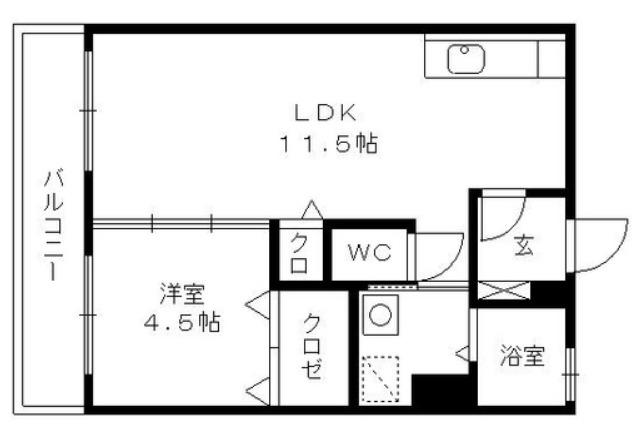 組坂ビル9(1LDK/2階)の間取り写真