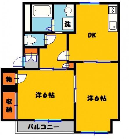 ラプラス戸祭C(2DK/1階)の間取り写真