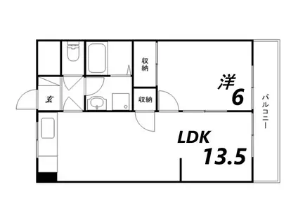 ピュア東姫路(1LDK/2階)の間取り写真