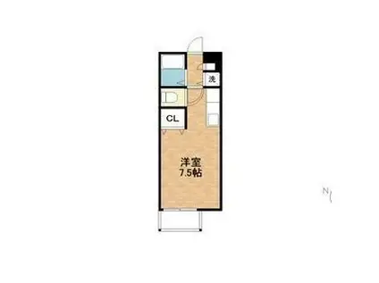 パサージュ A棟(ワンルーム/1階)の間取り写真