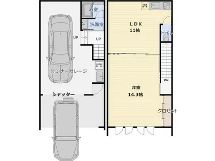 G-BASE(1LDK/1階)の間取り写真