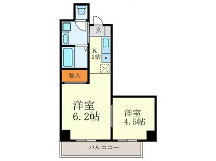 1919岡部(2K/7階)の間取り写真