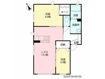 シャーメゾンD-SKY I棟(2LDK/1階)の間取り写真