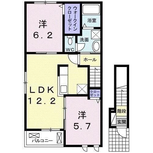 カンタービレ西浜I(2LDK/2階)の間取り写真