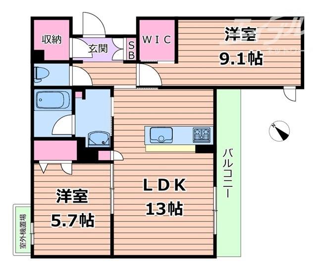 シャーメゾン ラヴィ(2LDK/2階)の間取り写真