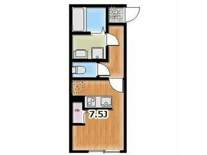 アンビション相武台前(1K/2階)の間取り写真