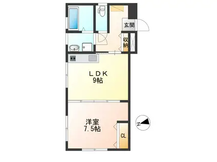 アモル オーエスト(1LDK/3階)の間取り写真