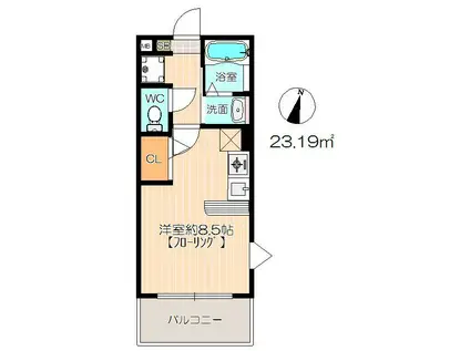 ハーモニーハウス富士見(ワンルーム/2階)の間取り写真