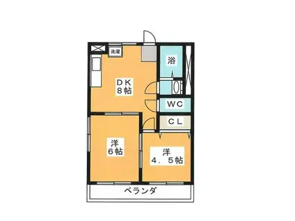 トキワハイツ(2DK/4階)の間取り写真