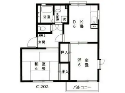 シルキーウインド(2DK/2階)の間取り写真