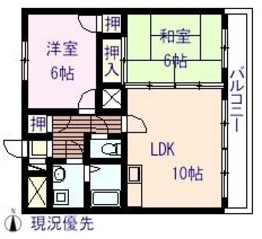 パレスプロムナード洲崎(2LDK/1階)の間取り写真
