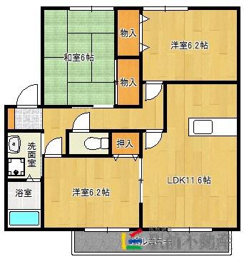 メゾンボヌール(3LDK/2階)の間取り写真