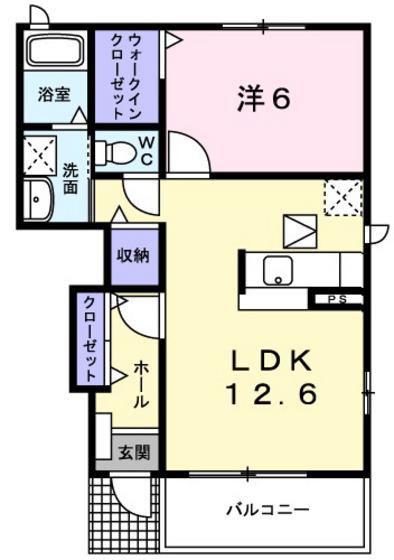 焼山・沖田レジデンスA(1LDK/1階)の間取り写真