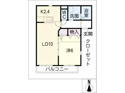 クレール・オーシャン(1LDK/2階)の間取り写真