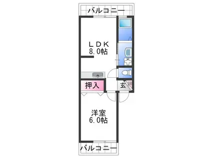 カトレアハイツ(1LDK/1階)の間取り写真