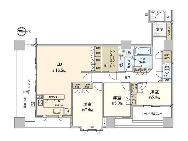 マナーズフォート・ノーブルテラス(3SLDK/9階)の間取り写真
