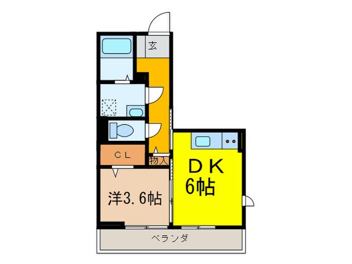ヴィグノーブル上石神井(1DK/2階)の間取り写真