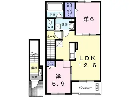 ベル・ソレイユ(2LDK/2階)の間取り写真