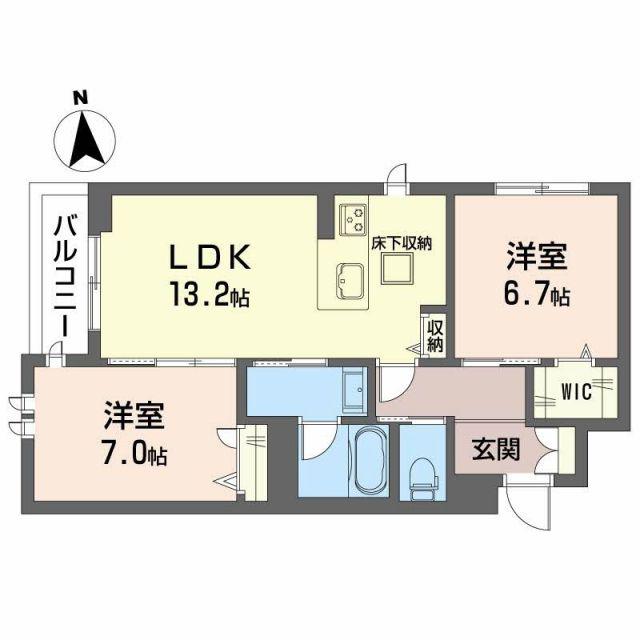 イルストーン古川(2LDK/1階)の間取り写真