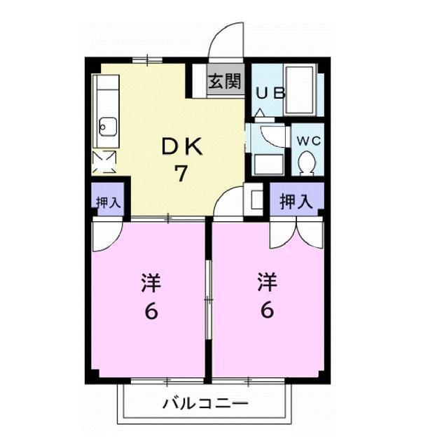 朝日コーポII(2DK/2階)の間取り写真